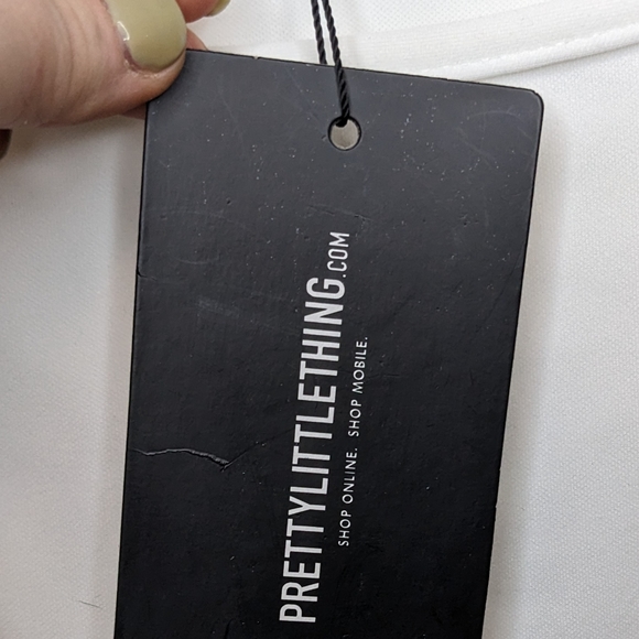 NWT PrettyLittleThing White Binding Balloon Sleeve Crop Top 🤍 Size 6 - Picture 14 of 15